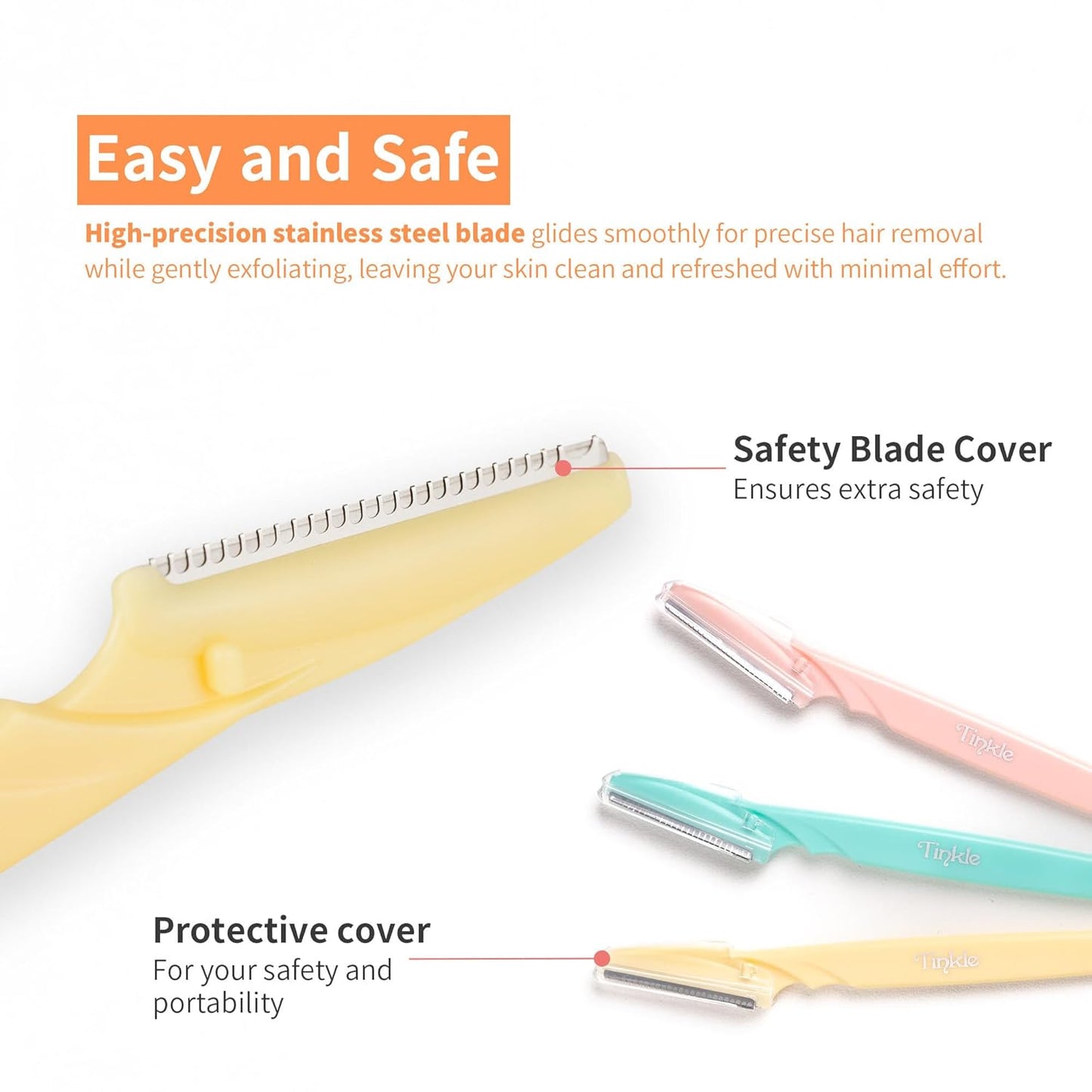 Tinkle Dermaplaning Tool - 6ct Dermaplane Razors for Women | Safe Peach Fuzz & Eyebrow Trimmer