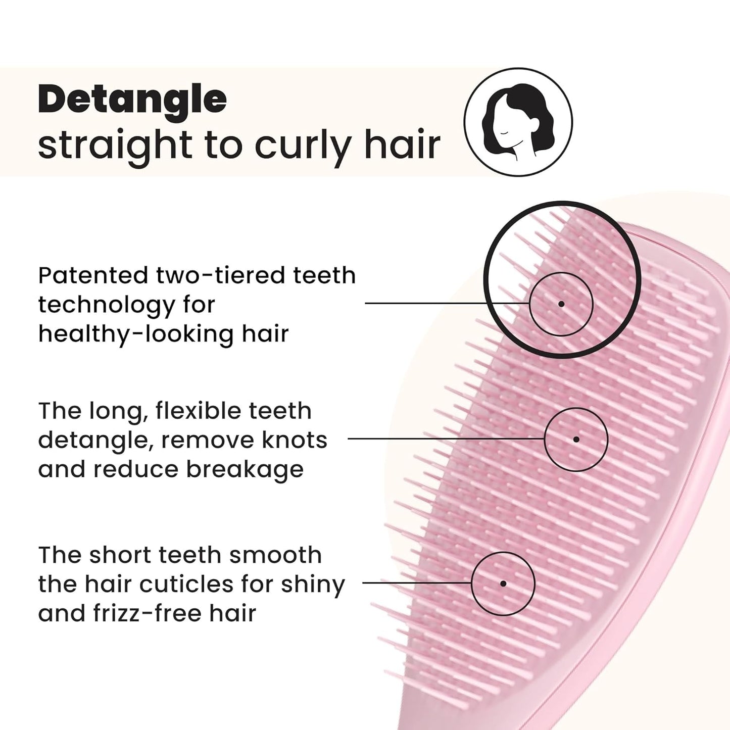 Tangle Teezer Ultimate Detangler Brush - Eliminates Knots & Reduces Breakage for Wet & Dry Hair | Millennial Pink