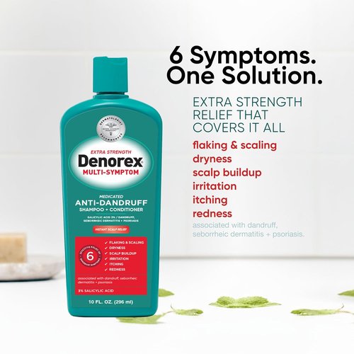 Denorex Extra Strength Anti-Dandruff Shampoo & Conditioner - 3% Salicylic Acid, 10oz | Relieves Dandruff & Dermatitis