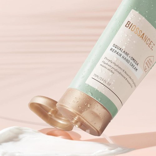 Biossance Squalane + Omega Repair Hand Cream - Deep Moisture & Protection for Dry Hands | 2.5 oz