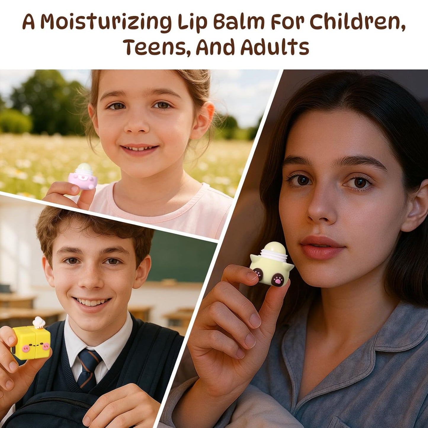 SUSIKEKI Cloud Comfort Lip Balm - 4 Fruit-Flavored Moisturizing Balms | Repair Dry Lips with Blueberry, Jasmine, Orange & Peach