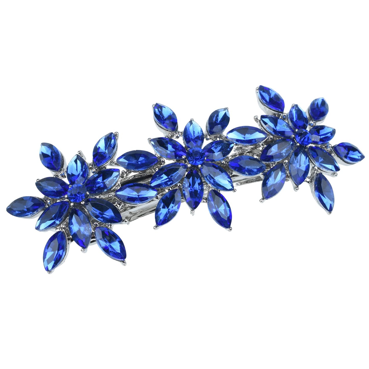 Austrian Crystal Hair Clips, Rhinestones Hairpins Barrettes, White Sparkly Hairgrip Hair Headwear Accessories for Women Girl-Blue