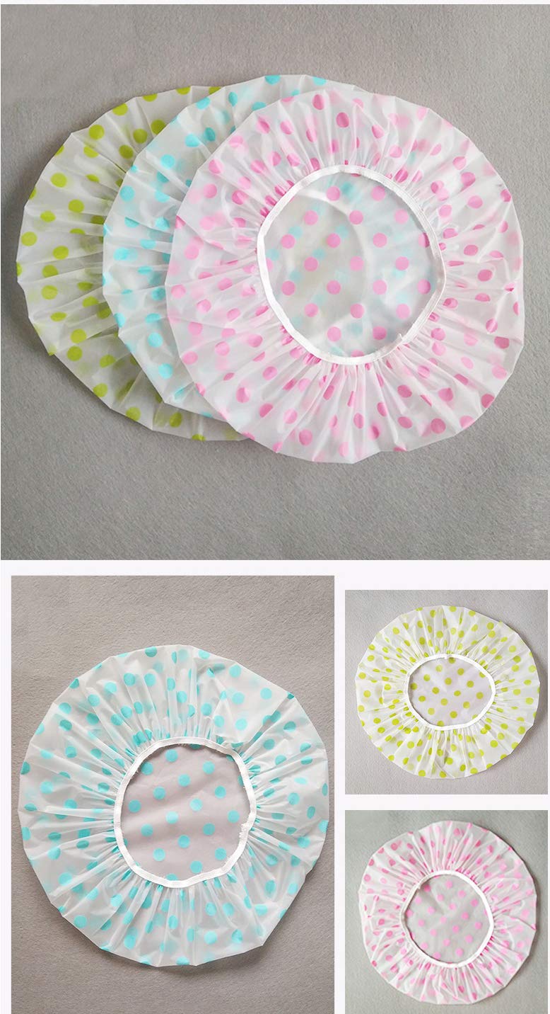 TCOTBE Waterproof EVA Plastic Shower Cap Set - 6 Reusable Bathing Caps with Floral Design
