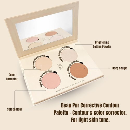 Beau Pur 4-in-1 Makeup Palette - Cream & Powder Foundation, Blush, Highlighter | Ideal for Fair-Light Skin