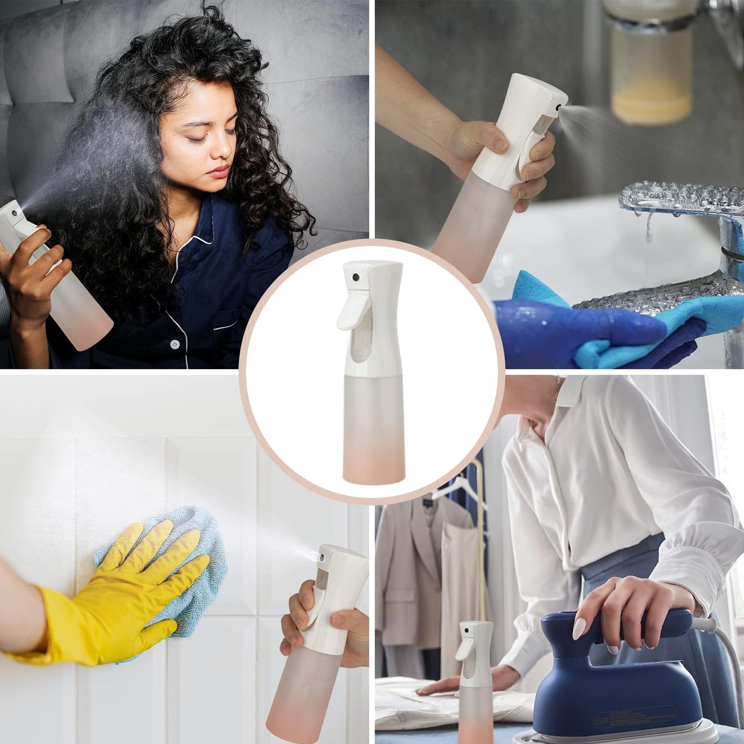 Zuhose Continuous Mist Spray Bottle, 6.8OZ /200ML Hair Mister, Fine Mist Water Spray for Salons, Barber, Plants, Skin Care, Cleaning (Matte Pink, 1 Pack)