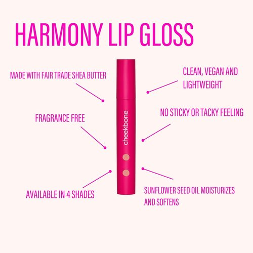 Cheekbone Harmony Lip Gloss - Birch | Moisturizing Shea Butter Formula, Non-Sticky Shine, Vegan, 0.22 oz.