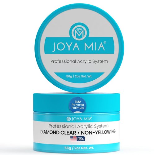 Joya Mia Acrylic Powder - MMA-Free Professional Nail Enhancements with Super Adhesion | Diamond Clear, 2 oz