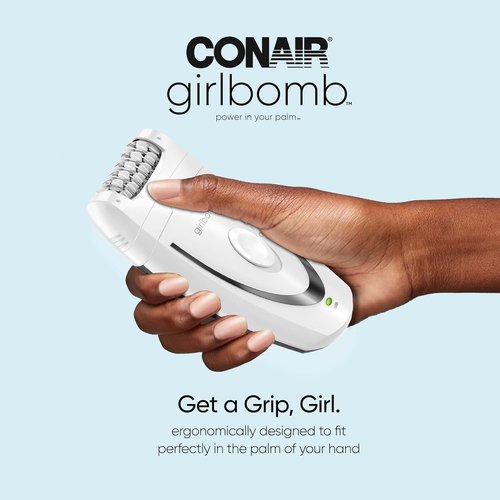 Conair GIRLBOMB Epilator - Smooth Skin Hair Removal Device with Ice Roller | Cordless 3-Piece Kit