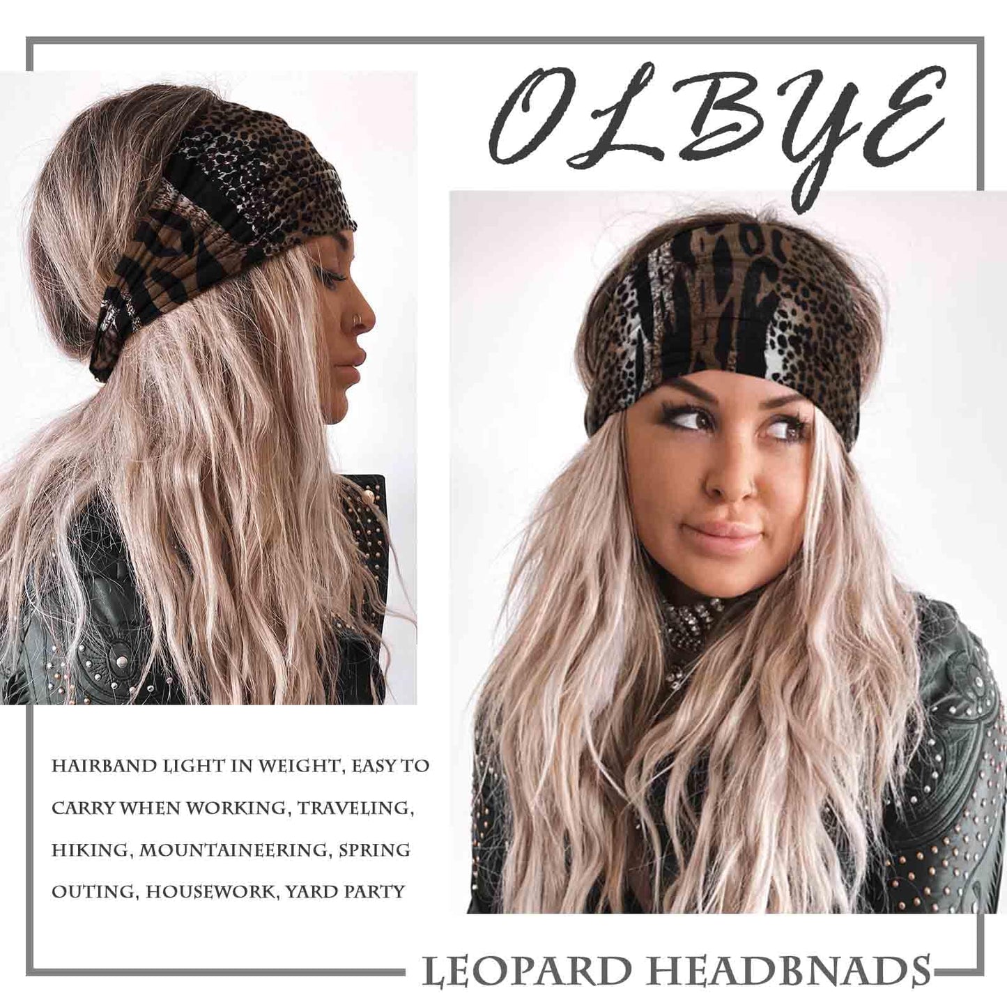 Olbye Headbands for Women Wide Boho Hairbands Knotted Turban Headband Tie Dye Non Slip Elastic Head Bands Floral African Workout Head Wraps Solid Color Yoga Sweatband Cotton Head Scarfs Bohemian Hair