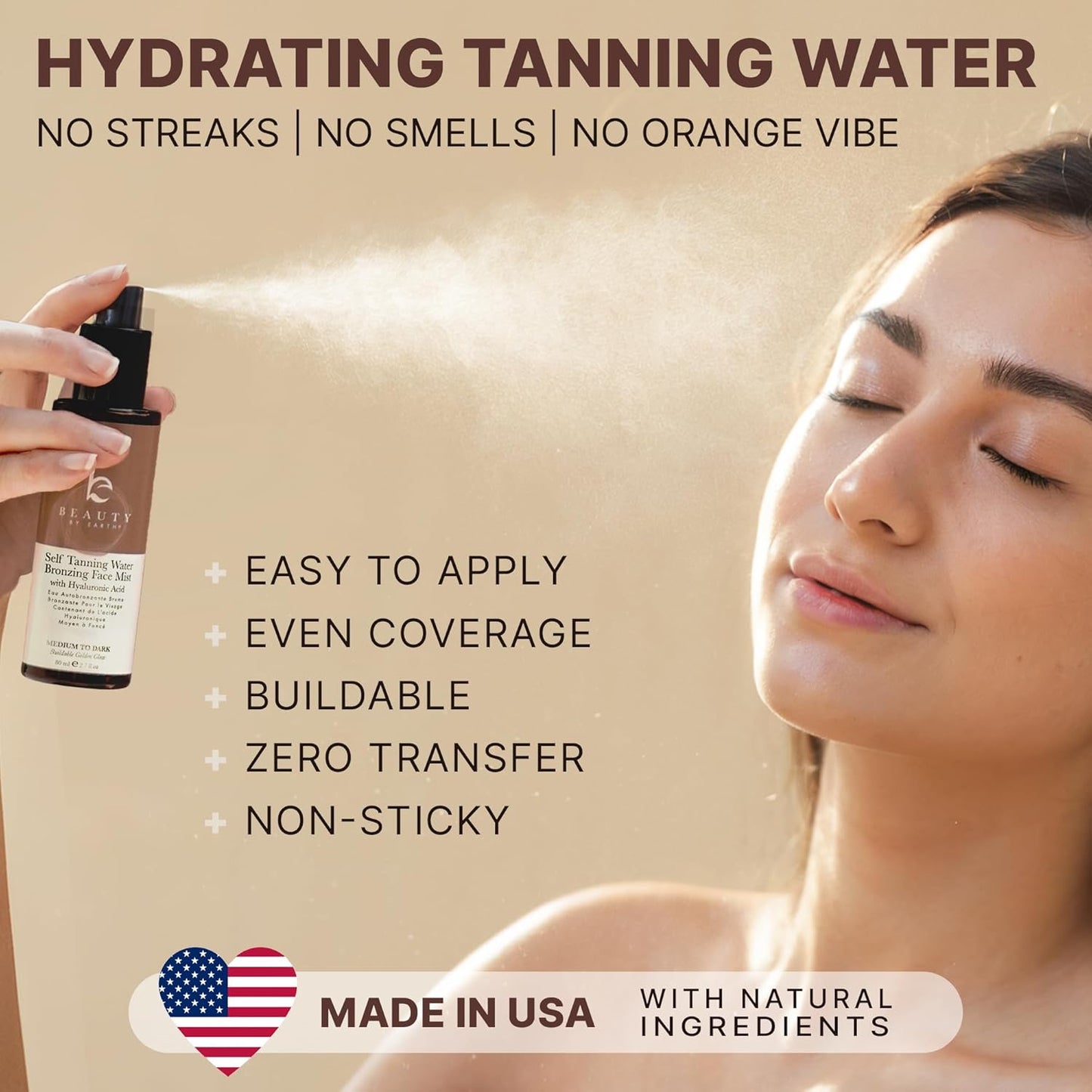 Skiennix Bronzing Face Tanner Spray - Sunless Tanning Water with Natural Ingredients | USA Made