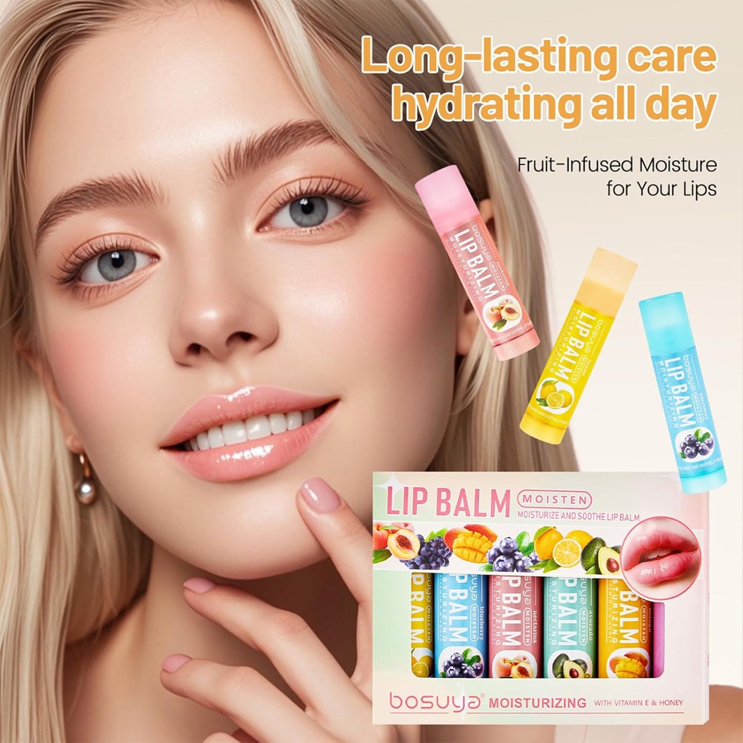 Skiennix Lip Balm Set - Gentle Hydration for Dry & Sensitive Lips | 6 Flavors, All-Day Moisture