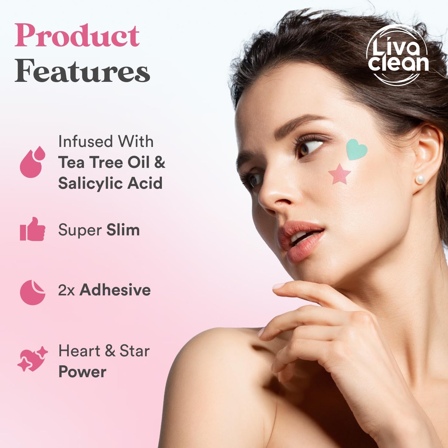 LivaClean 240 CT Heart & Star Pimple Patch w/Salicylic Acid & Tea Tree Oil, Pimples Patches, Pimple Patches Heart, Hydrocolloid Cute, Zit Patch, Cute Acne