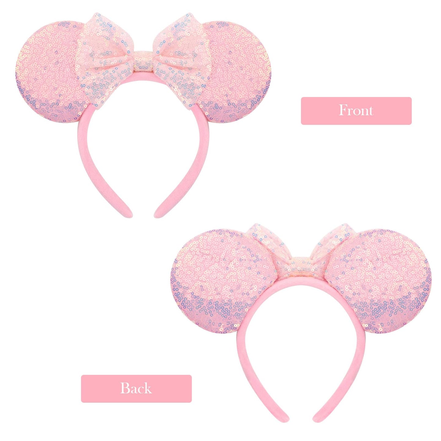 AQOKKA 1 Pcs Mouse Ears Headbands with Bow for Birthday Party, Hair Hoop Party Decoration Cosplay Costume Hair Accessories for Women & Girls