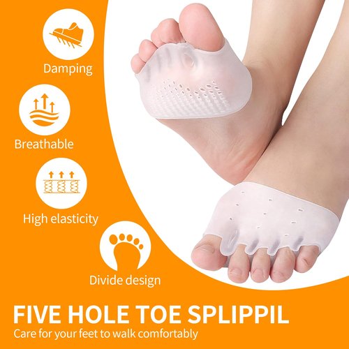 Hyggear Silicone Toe Separator, Multi-Purpose Toe Separators for Hammertoes, Overlapping Toes, Foot Pain Relief (4 Pairs) (Transparent Color)