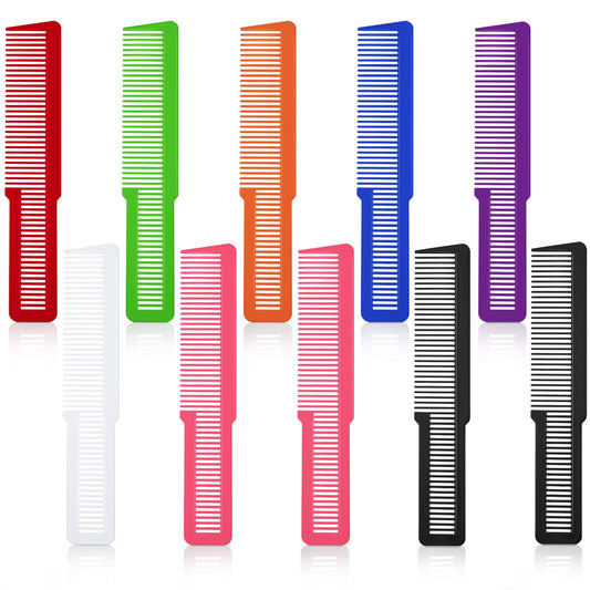 10 Pieces Hair Styling Combs Set: Fine Tooth Comb, Cutting Comb, and Clipper Comb for Home or Salon Use (Eye-catching Colors)