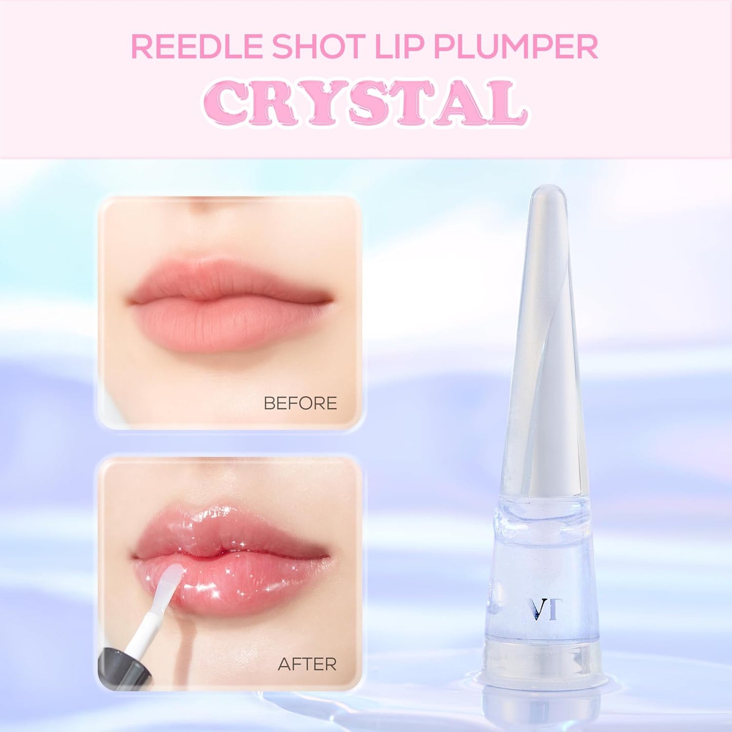 VT COSMETICS Reedle Shot Lip Plumper - Hydrating & Volumizing Gloss with Hyaluronic Acid | 0.15 oz Crystal Glitter