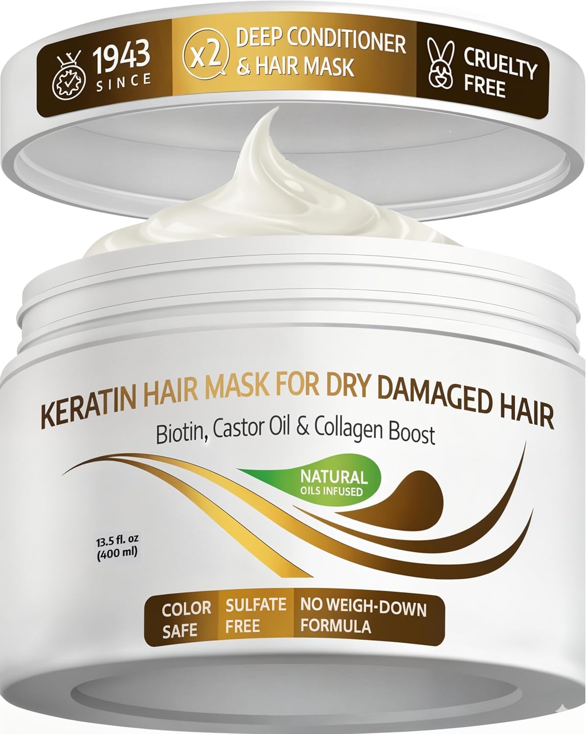 VITAMINS Keratin Hair Mask - Deep Conditioning Treatment for Dry, Damaged Hair - 13.5 Fl Oz