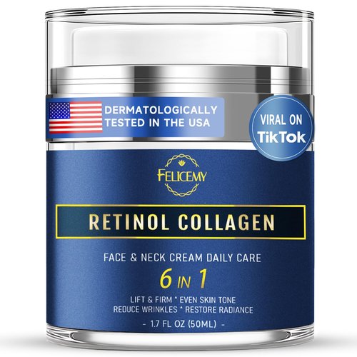 Felicemy 6-in-1 Face Cream for Men - Anti-Aging Moisturizer with Retinol & Hyaluronic Acid | 1.7 Fl Oz