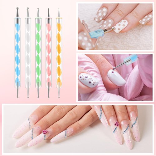CHEMAILON 25 Piece Nail Art Tools, Nail Brush Set,Palette, Stand & 2-way Acrylic Silicone Engraving Pen Dotting Pen Tools,For Nail Art DIY Home
