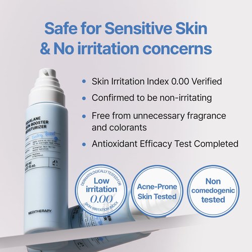MEDITHERAPY Squalane Skin Booster Moisturizer – 8% Squalane + Panthenol + Hyaluronic Acid | Hydrating Moisturizer Face Cream for Dry Sensitive Skin | Lightweight Non-Greasy Barrier-Support 5.07 fl oz