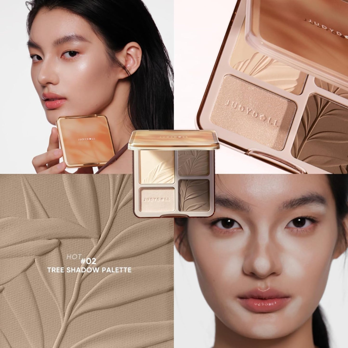 JUDYDOLL Highlight & Contour Palette - All-in-One Matte Face Makeup for Warm Skin Tone | Blendable Compact