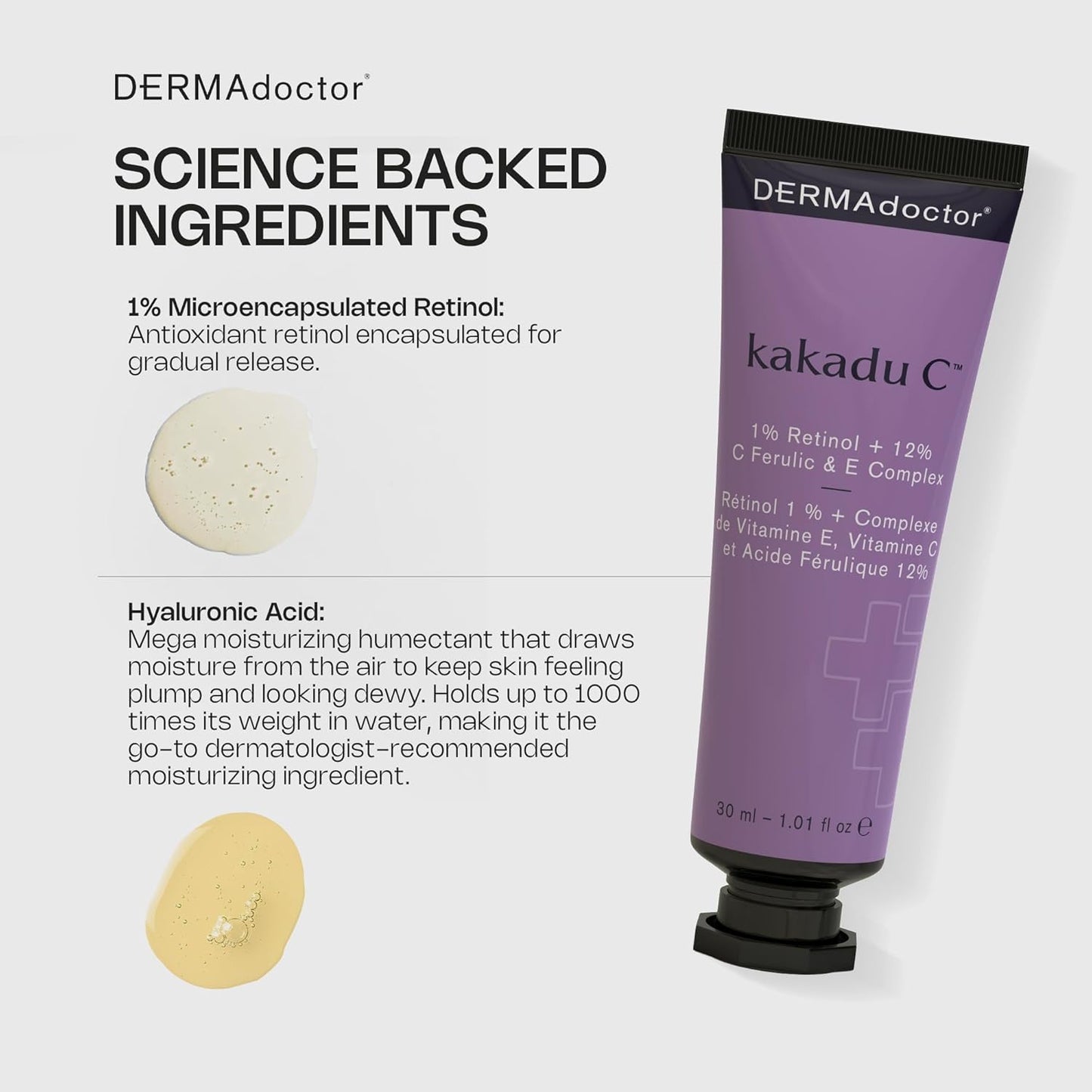 DERMAdoctor Retinol Cream - Anti-Aging Facial Moisturizer with Vitamin C & E | 1% Retinol for Dullness & Fine Lines