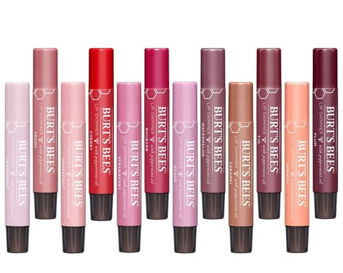 Burt's Bees Natural Lip Shimmer Gift Set - 7 Pack of 100% Natural Shades for Hydrated Lips