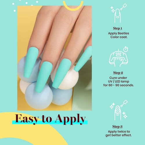 Beetles Teal Gel Nail Polish - Cascade Green 15ML/0.51Fl Oz, Teal Neon Gel Polish, Soak Off UV LED Spring Nails Art Design Manicure Salon DIY Home Neon Nails - Gifts for Women