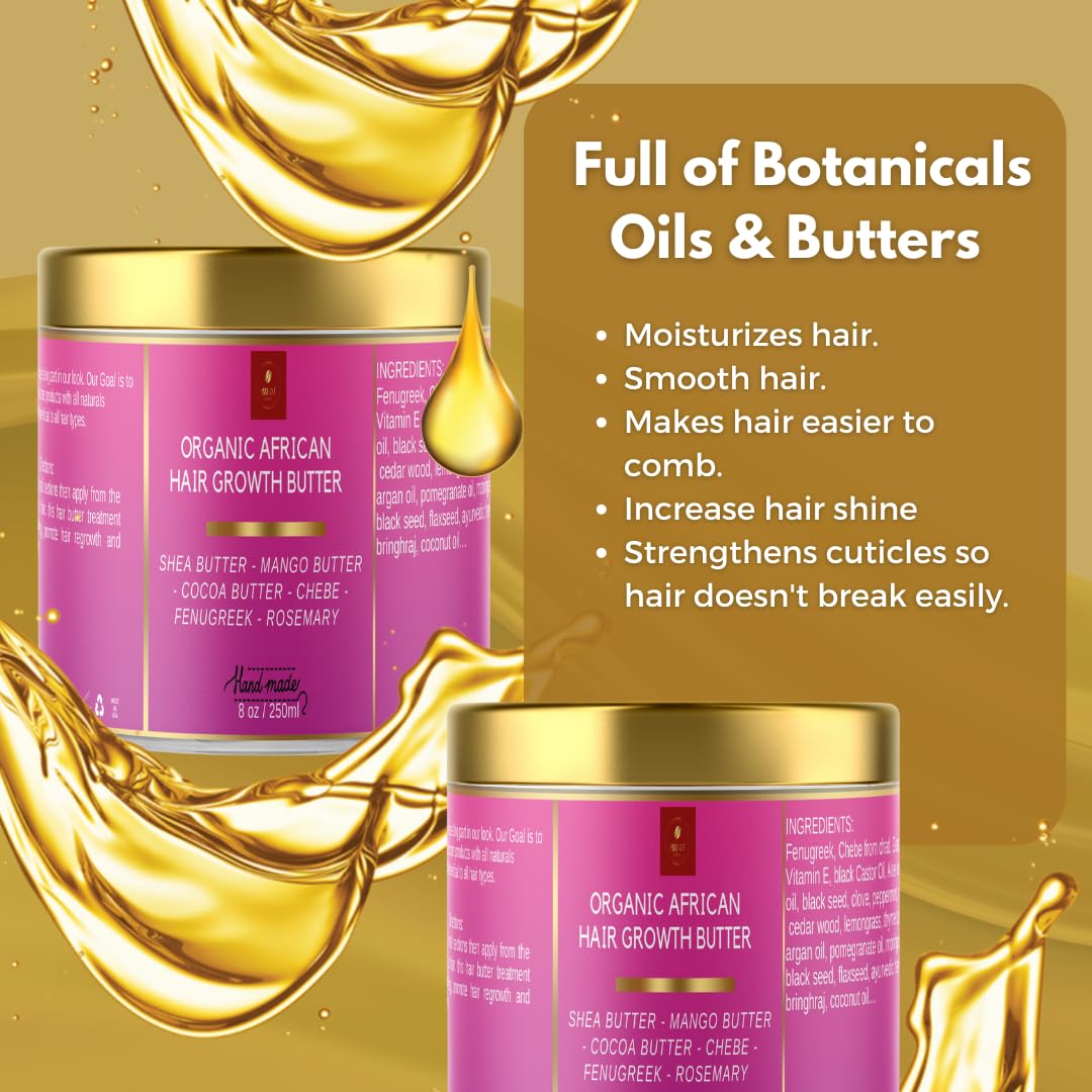 Chebe Hair Growth Butter - Ayurvedic Deep Conditioner with Shea & Cocoa for All Hair Types | 8 oz