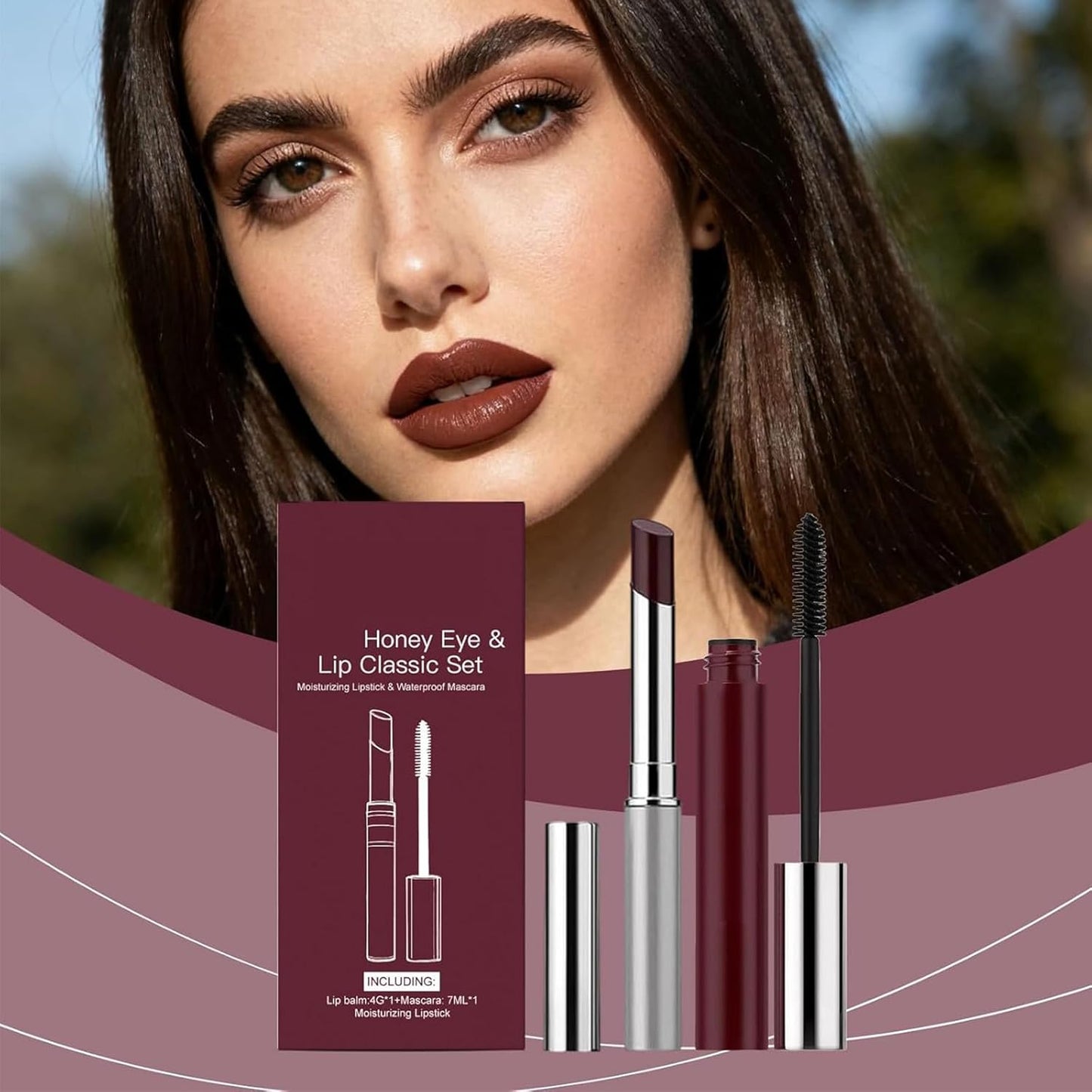 Honey | Lip & Eye Bundle Set - Almost Lipstick Honey + High Impact Mascara, Black Tinted Balm, Hydrating Finish