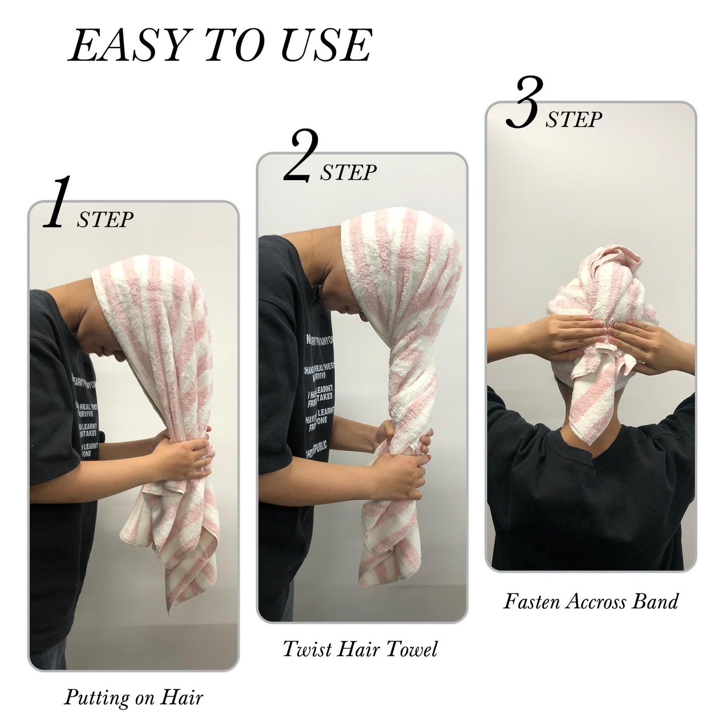 Chloven Large Microfiber Hair Towel Wrap for Women - Anti Frizz Hair Turbans, Super Absorbent & Lightweight, Ideal for Curly Long Hair with Elastic Strap