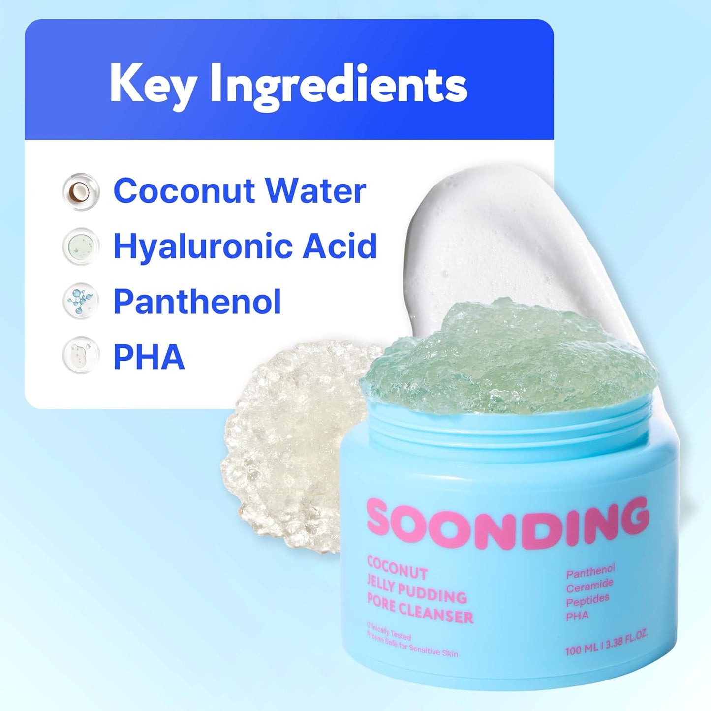 Skiennix Coconut Jelly Pudding Cleanser - Deep Pore Cleansing & Gentle Exfoliation | Hydrating Face Wash with Panthenol, Ceramide & Peptides (100ml)