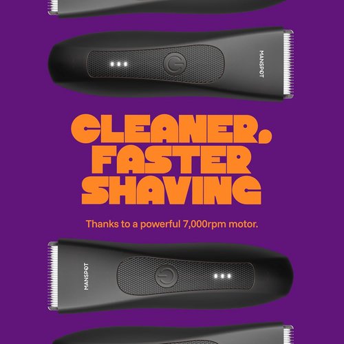 MANSPOT Groin & Body Hair Trimmer for Men - Waterproof Electric Shaver with 4 Guard Heads, 90 Min Runtime
