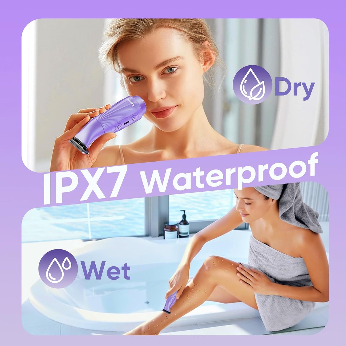 Skiennix 2-in-1 Bikini Trimmer for Women - Painless Electric Shaver & Razor, Waterproof & Rechargeable
