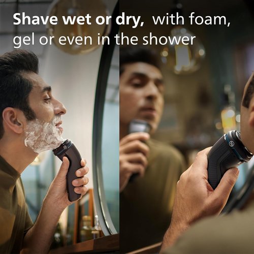 Philips Shaver for Men Series 3000 - Rechargeable Wet/Dry Electric Razor in Modern Steel Metallic