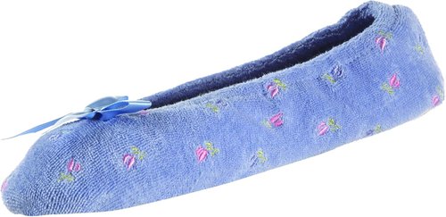 Isotoner Women's Ballerina Slippers - Embroidered Terry Comfort | Cozy Footwear for Home