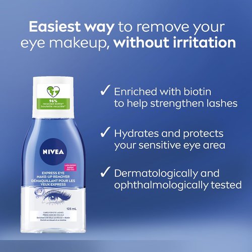 NIVEA Double Effect Eye Make-Up Remover - Gentle Formula for Effortless Makeup Removal | 6.7 Fl Oz