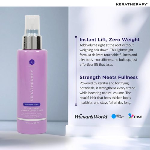 KERATHERAPY Keratin Infused Violet Toning Leave-In Protectant - Sulfate & Paraben Free for Blonde, Silver & Gray Hair | 3.7 fl. oz.