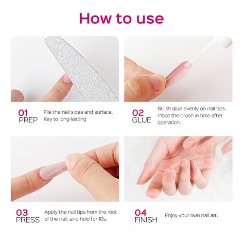 TIPHULAN 28ml Brush On Nail Glue for Press On, Acrylic Nails - Super Strong, Durable & Long-Lasting, Mess Free, Travel Friendly, 0.92 oz(4PCS)