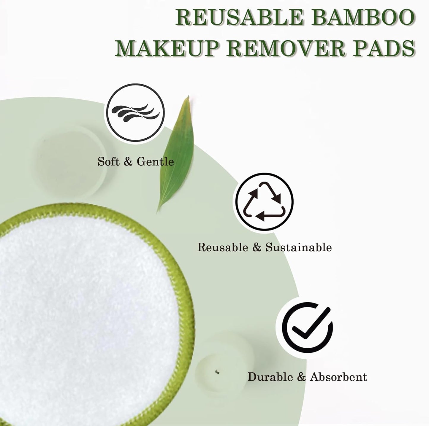 Chloven Reusable Cotton Rounds - 30 Pack Washable Bamboo Makeup Remover Pads with Storage Bag