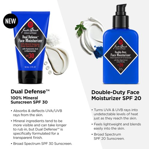 Jack Black Double Duty Face Moisturizer - SPF 20 Hydrating Cream for Men | Lightweight Facial Lotion