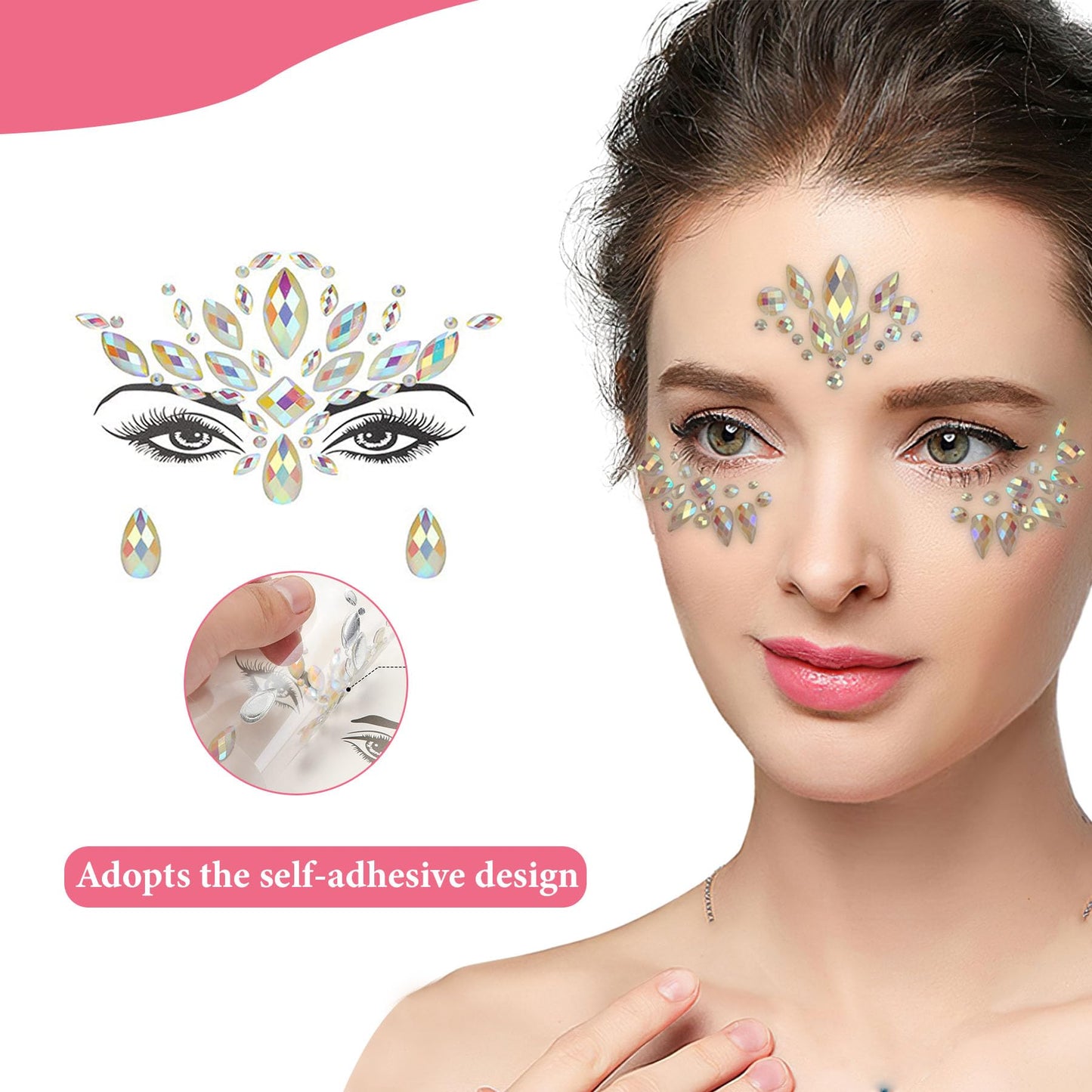 TGANNYOCR 12 Sets Noctilucent Face Jewels Mermaid Rhinestones Stick on Temporary Tattoos Body Jewel Crystal Stickers Luminous Face Gems for Rave Festival Race Carnival Party