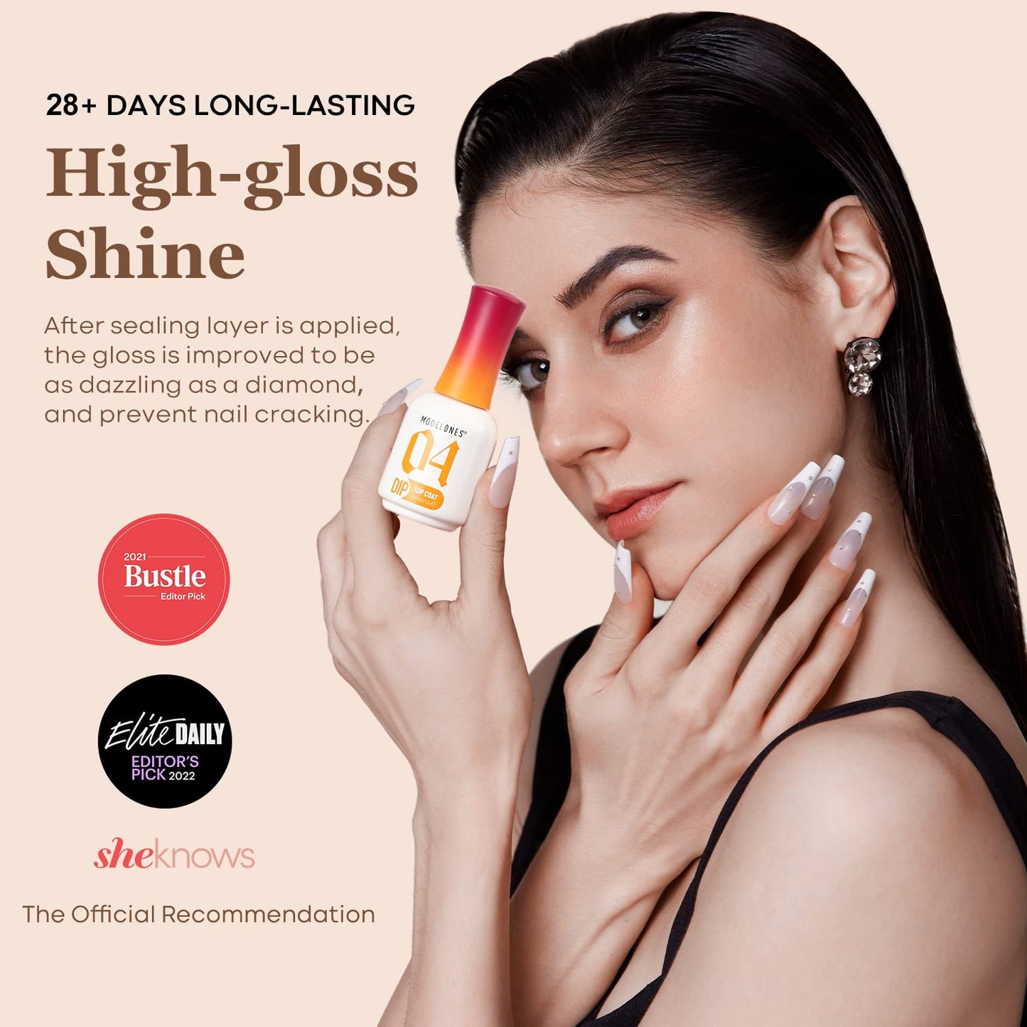 modelones Dip Powder Liquid Set 4+4 Pcs, Dip Powder System Set with Base Coat/Top Coat/Activator/Brush Saver/Manicure Tools for Nail Kit Art DIY Salon - 15ml/0.5oz