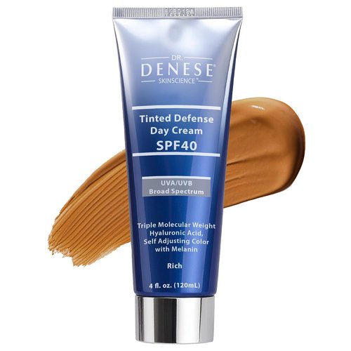 Dr. Denese SPF 40 Defense Day Cream - Tinted Moisturizer & Daily Sunscreen for Radiant Skin | 4 oz, Antioxidant BB Cream