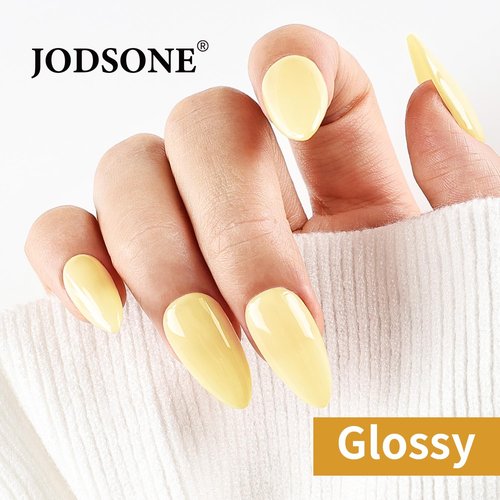JODSONE Pastel Yellow Gel Nail Polish 10ml Soak Off LED Gel Polish Butter Yellow Nail Color Salon Quality Long-Lasting Low Odor (Need U V Lamp Curing)