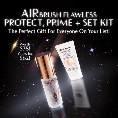 Charlotte Tilbury Protect & Prime Makeup Kit - Invisible UV Primer SPF 50 & Airbrush Setting Spray Duo - Hydrating & Long-Wear Essentials