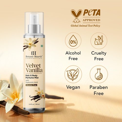 Botanic Hearth Vanilla Hair Perfume & Body Mist, Long-Lasting Hair Deodorizer & Body Scent for Women & Men, Alcohol-Free Clean Fragrance Hair Spray For Everyday Wear, All Day Freshness, 3.4 Fl Oz