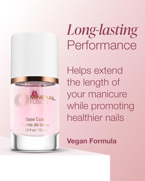 Mineral Fusion Base Coat Nail Treatment - Long-Lasting Protection Against Chipping & Peeling - 0.33 Fl Oz