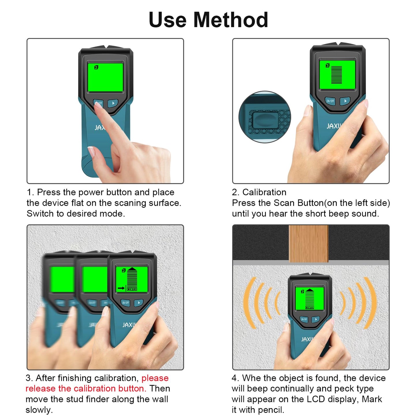 Stud Finder Wall Scanner - 5 in 1 Stud Finder Tool w/Smart Chip and HD LCD Display, Stud Detector Beam Finders for the Center and Edge of Wood AC Wire Metal Studs Joist Pipe (‎Dark Aqua)