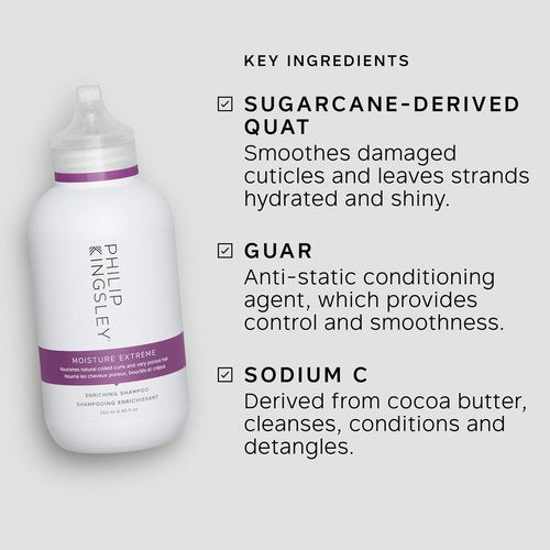 PHILIP KINGSLEY | Moisture Extreme Shampoo | Hydrating Formula for Curly, Dry Hair | 8.4oz